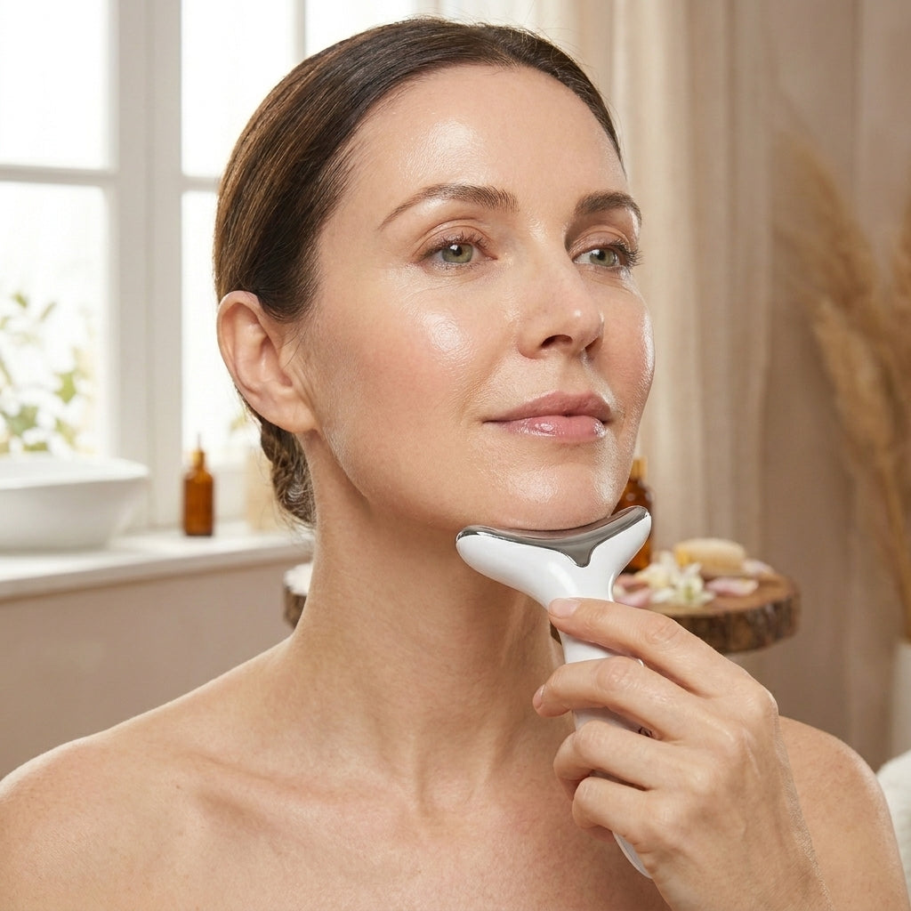 🛍️ Masajeador Facial Antiedad 3D con Luz LED y Calor 🔥✨